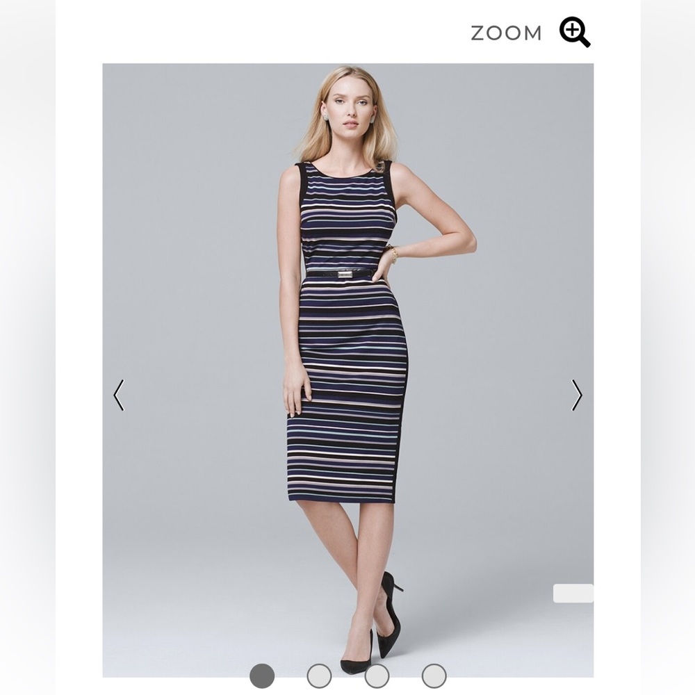 WHBM Blue and Black Striped Sheath Dress
